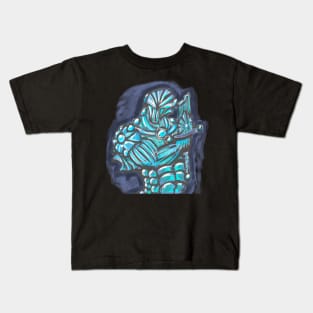 Cyberpunk Power Armor Android with Broken Sword Kids T-Shirt